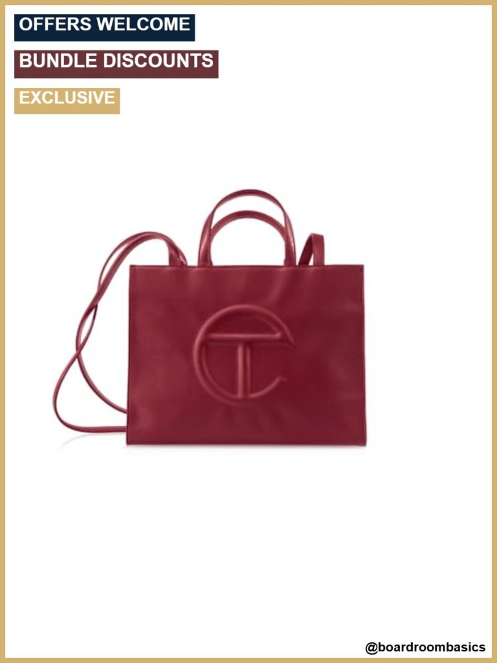 Medium Tote Bag with Adjustable Crossbody Strap Faux Leather